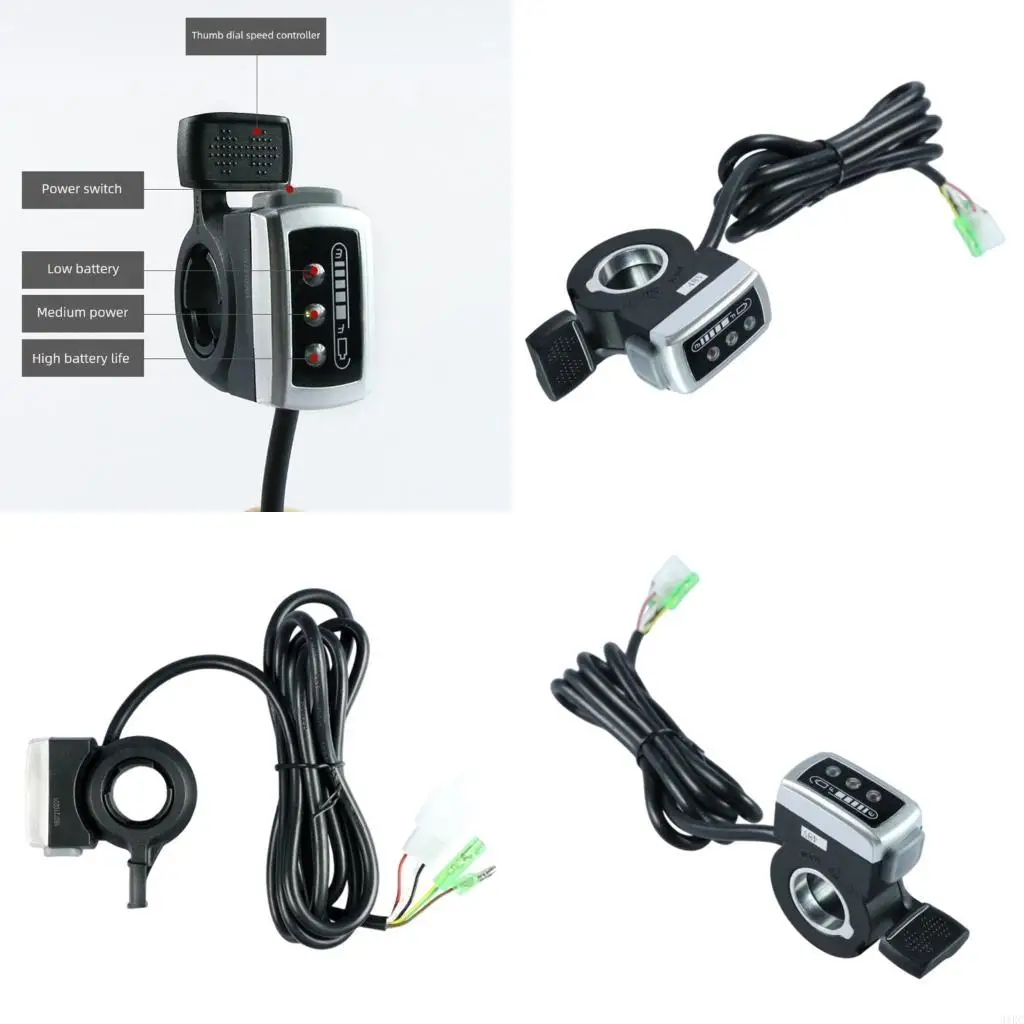  Electric Bicycles Thumb Throttle Controller with Real Time Battery Monitor Ergonomic Designs for Electric Bike Accessory