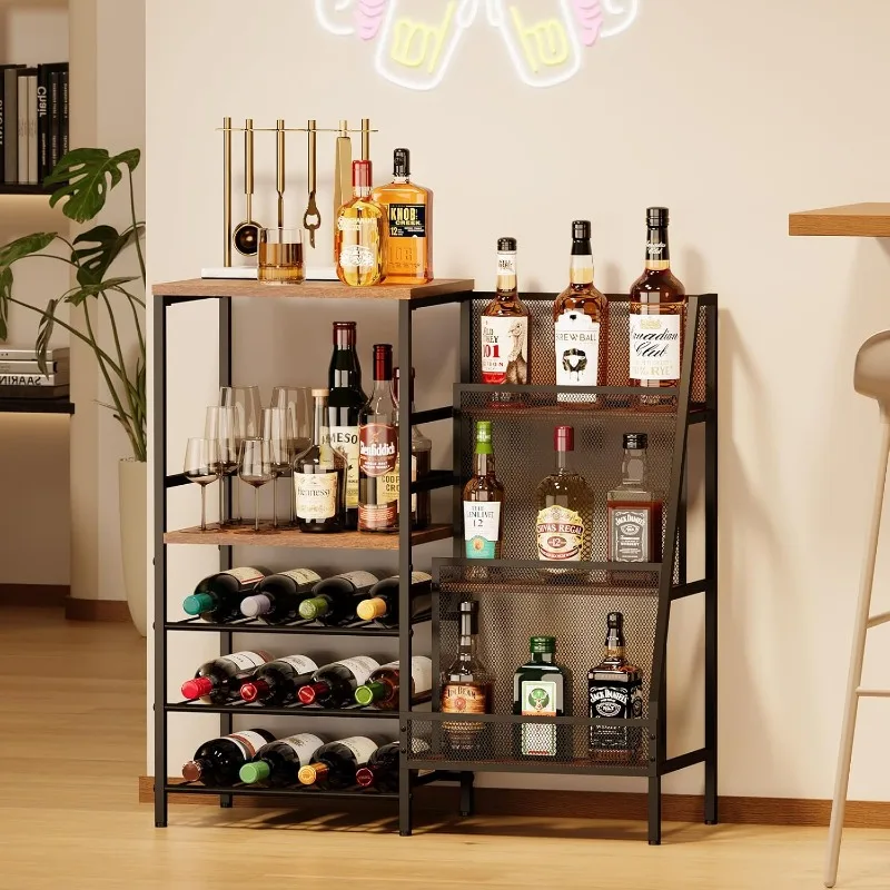 

Liquor Stand for Home Bar, 3-Tier Trapezoid Wine Rack Freestanding Floor for Liquor Whiskey Wine, Mini Bar Table for Liquor Bott