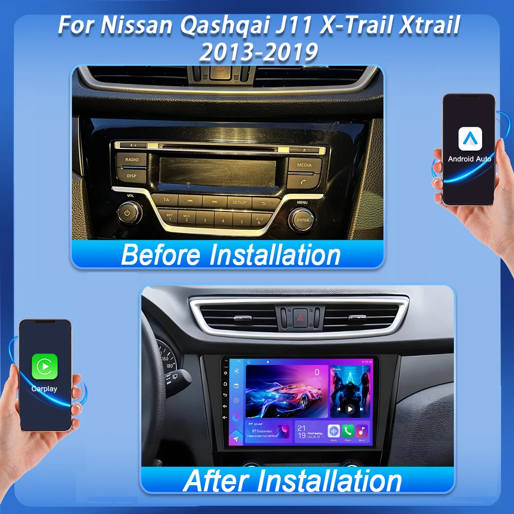 For Nissan Qashqai J11 X-trail Xtrail T32 Rogue Dualis 2013 2014 2015 2016 - 2019 Android 16 Auto Radio Stereo Multimidia Player