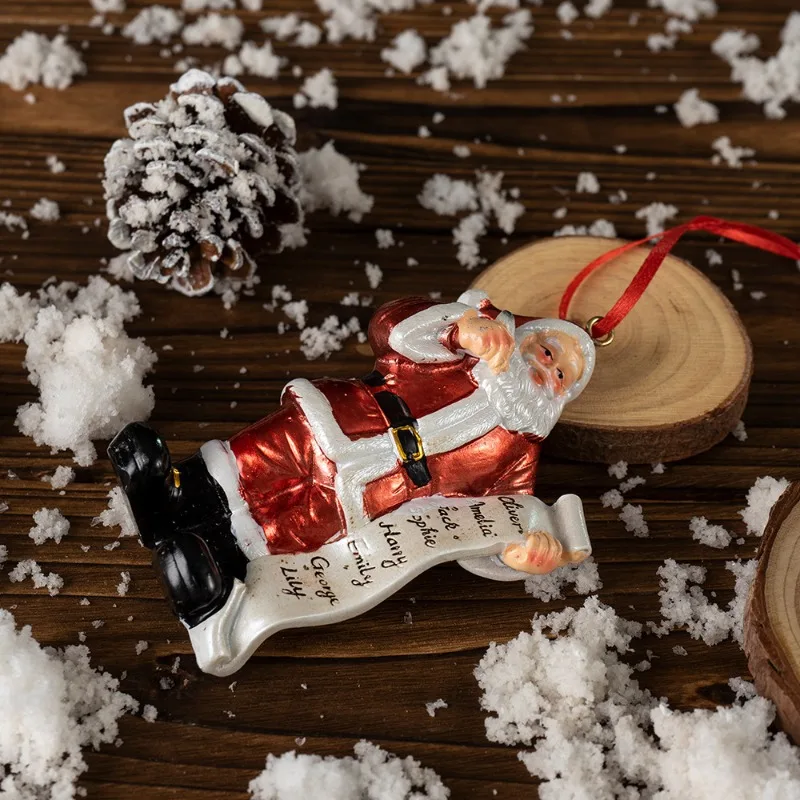 2025 New Christmas Tree Pendant Santa Claus Wishlist Pendant Decorative Doll Home Desktop Pendant Resin Ornament Home Decoration