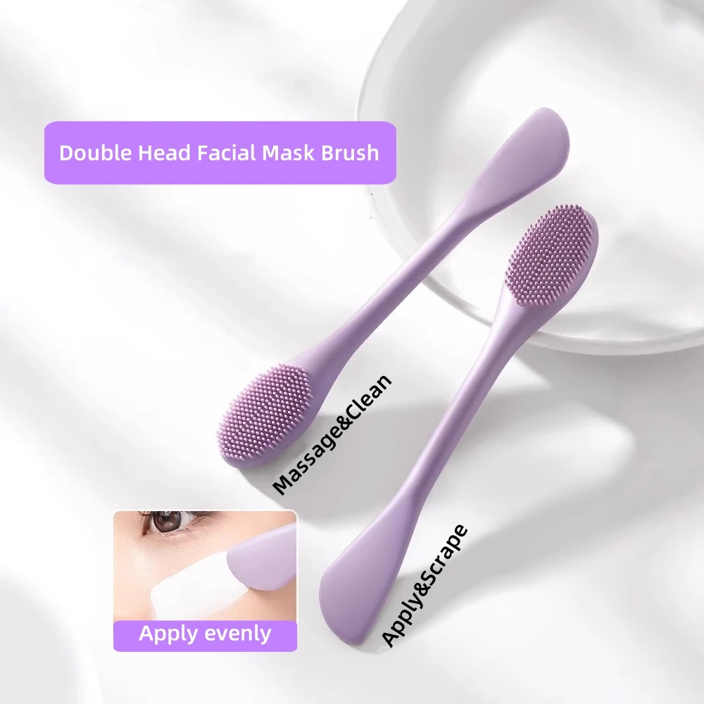 أداة تجميل صحية من السيليكون فرشاة قناع مزدوج الرأس فرشاة الوجه صديقة للبيئة فرشاة قناع الطين للعناية ببشرة الوجه سبا المنزل