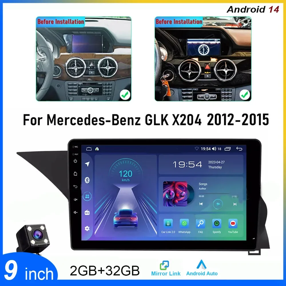 

Android14 Car Stereo For Benz GLK X204 2012 - 2015 Fit For CarPlay Android Auto GPS Navigation Car Radio Player Bluetooth