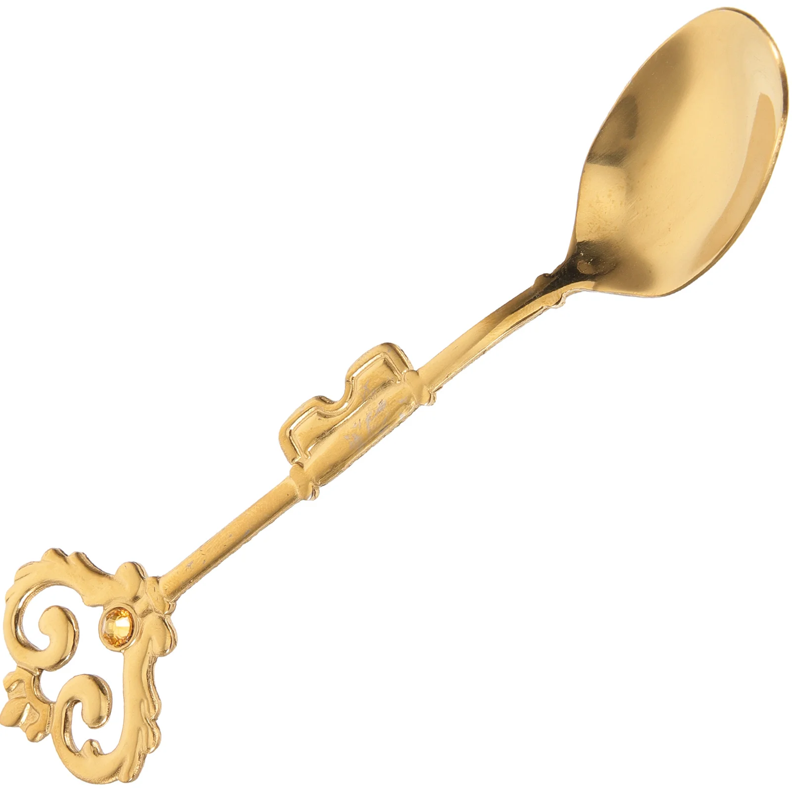 

Golden Dessert Spoon 410 Stainless Steel Smooth Surface Coffee Soup Dessert Yogurt Mixing Spoon Teaspoons