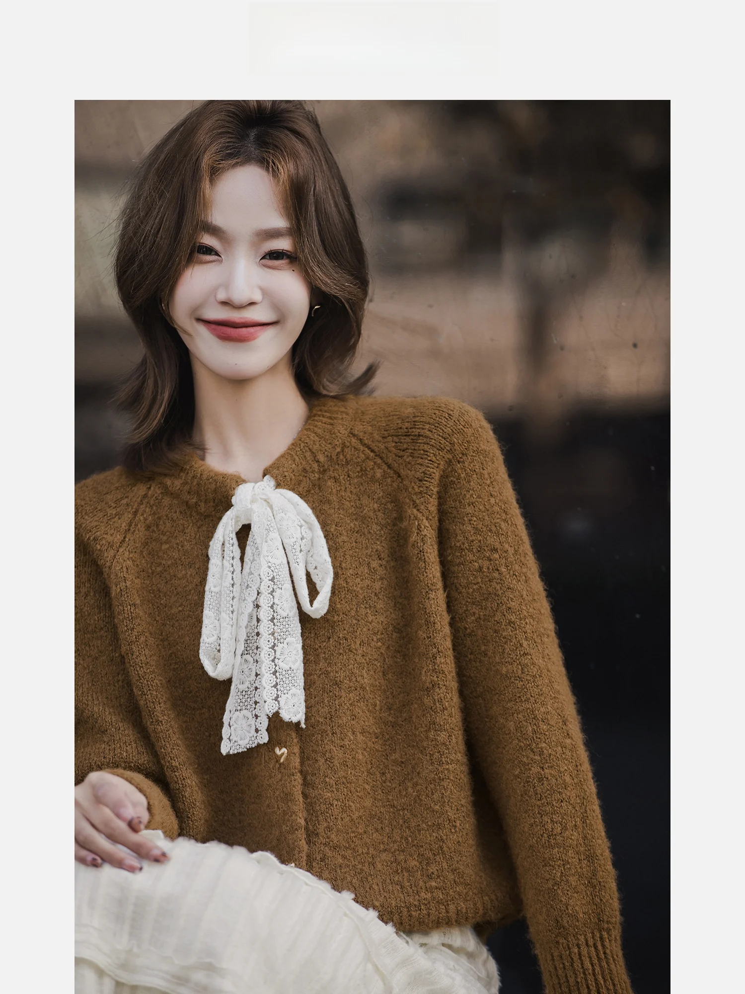 

Осень-зима женский вязаный свитер с кружевным узлом Le, прямой крой, теплый длинный свек, круглый топ Ne