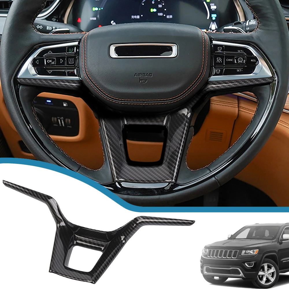 

Car Steering Wheel Decoration Cover Sticker Trim for Jeep Grand Cherokee 2021 2022 2023 2024 Auto Interior Mouldings Accessories