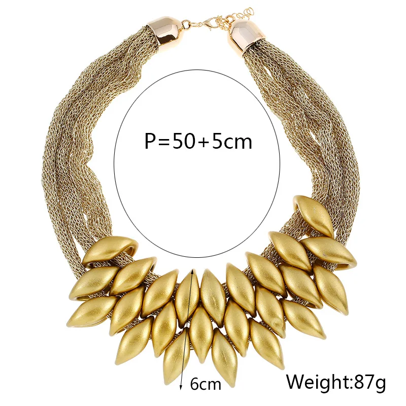 Bohemian Luxury Gold Color Net Chain Chunky Statement Necklace Women Boho Floating Charm Choker Female Jewelry Party Gift