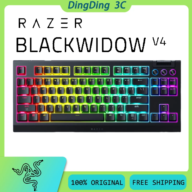 

Беспроводная клавиатура Razer BLACK WIDOW V4, трехрежимная верхняя структура, горячая замена, RGB, длительный срок службы батареи, индивидуальная офисная игровая клавиатура