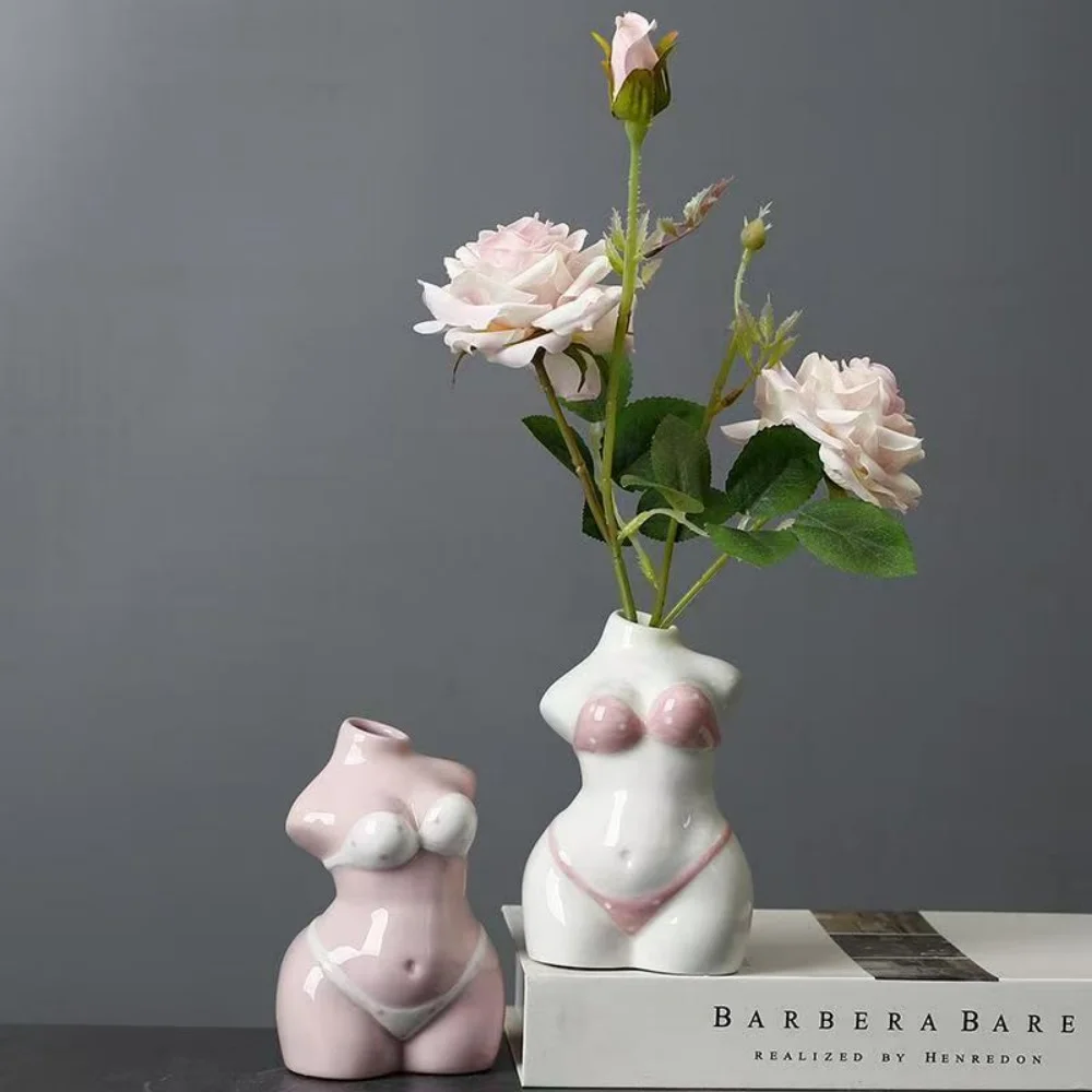 Modern Chic Female Body Form Vase For Flower Boho Home Decoration Ceramic Flowers Vase Feminist Decor and Office Sexy Bikini