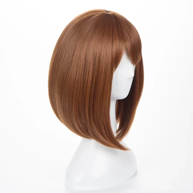 Perruque courte brune résistante à la chaleur pour cosplay, costume d'anime My Hero Academia Ochako Uraraka, perruques synthétiques