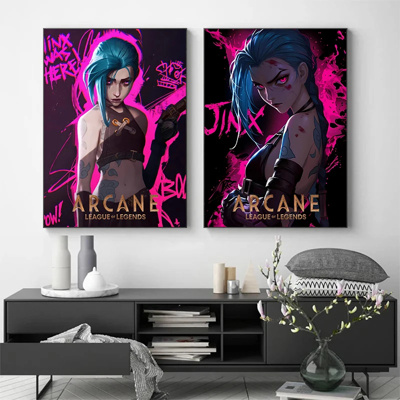 人気のアニメゲーム難解リーグの伝説ジンクスポスターキャンバス印刷現代壁アート画像ゲームルーム家の装飾ギフト