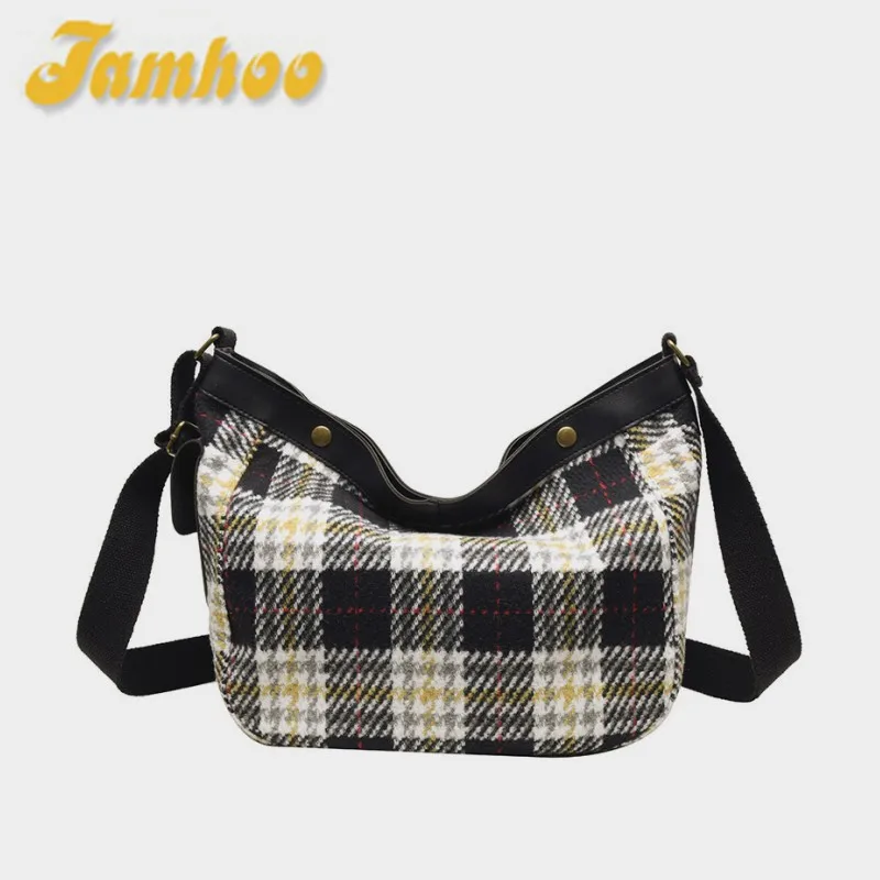 Jamhoo Women's Shoulder Bag Fashion Canvas Diamond Lattice Tote Handbag Design Female Shopper Spring New Top Handle Lulxury Bag