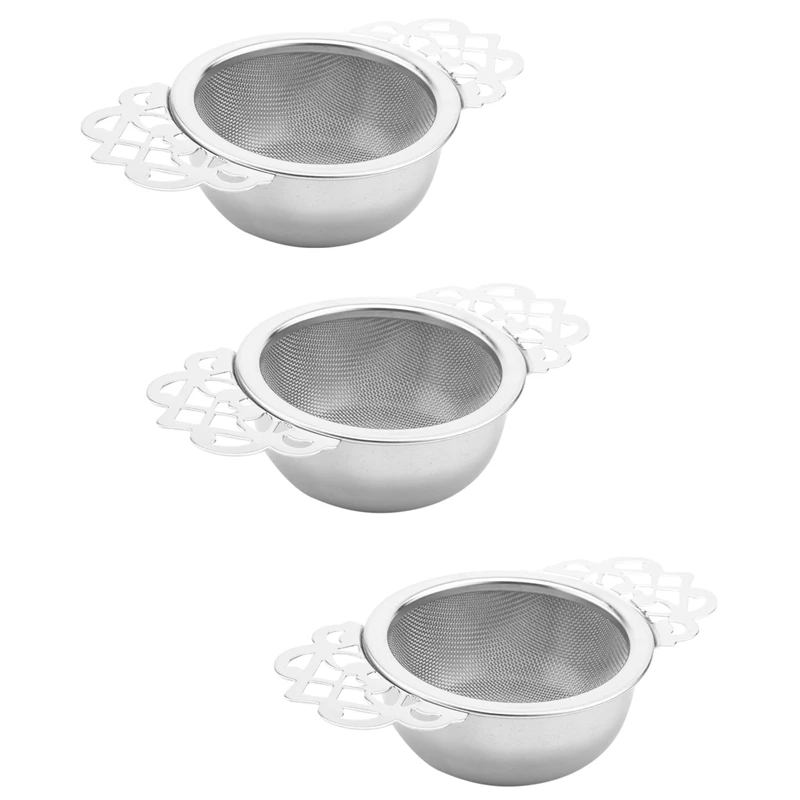 

Tea Strainers With Drip Bowls (6-Pack), Elegant Stainless Steel Loose Leaf Tea Strainers