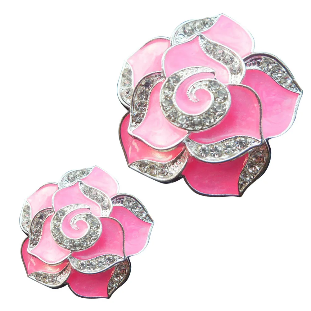 

Rhinestone Encrusted Camellia Car Air Freshener Pink Flower Vent Clip for Aroma Interior Decoration