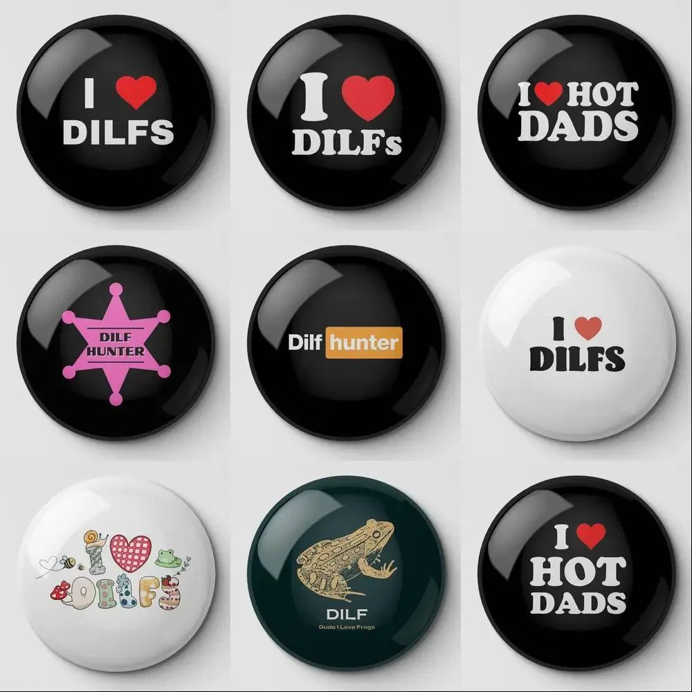 Love Dilfs Hot Dads Shirt Heart Soft Button Pin Customizable Funny Clothes Brooch Lapel Pin Collar Badge Gift Hat Creative