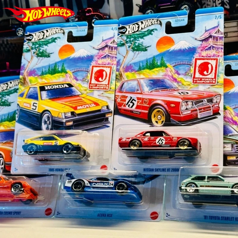 

Тематическая модель автомобиля Mattel Hot Wheels — J-Imports Honda Nissan Mazda 1:64, литая под давлением коллекционная модель автомобиля, новый нераспечатанный GDG44