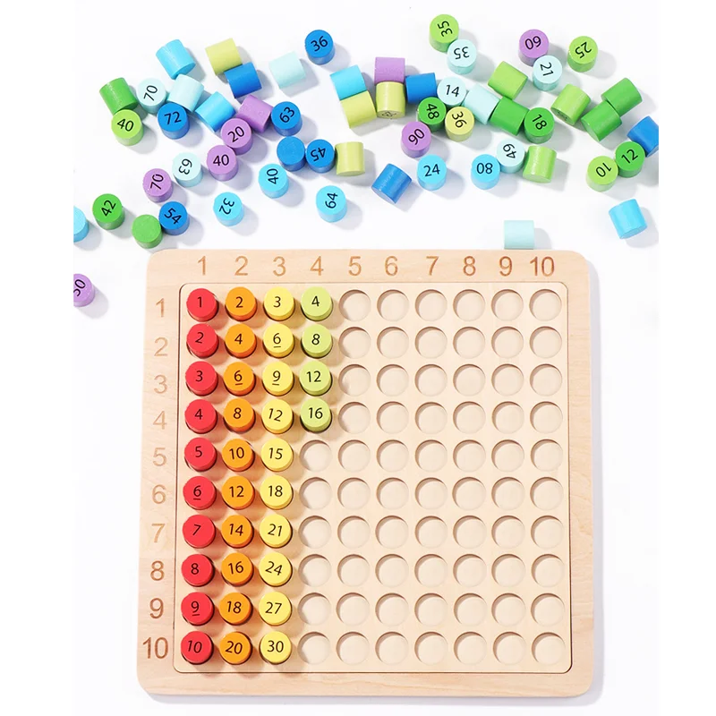 Juguete de matemáticas de madera para niños, juego de mesa de multiplicación, juguetes Montessori, ayudas para la enseñanza de conteo, Juguetes