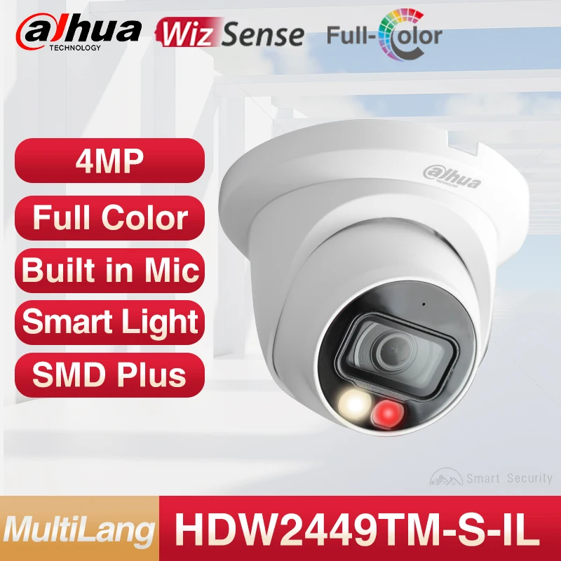 Dahua-cámara de red inteligente 4K con luz Dual, videocámara de vigilancia con visión nocturna a todo Color, WizSense, SMD, 8MP, IPC,