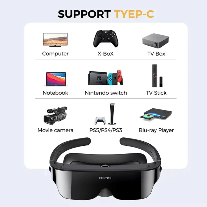 نظارات ذكية 4K 3D Ar نظارات ذكية عالية الدقة 800 بوصة شاشة عملاقة للمساحة سينما خاصة محمولة عرض 1080P