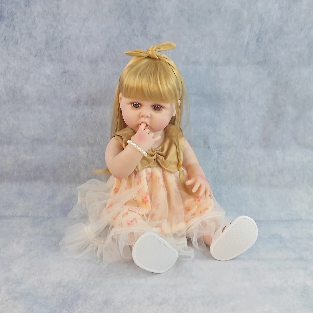

1pcs 55cm Realistic Reborn Doll Full Vinyl Cute Simulation Girl Washable Diy Hairstyle Toys For Children's Birthday Gifts