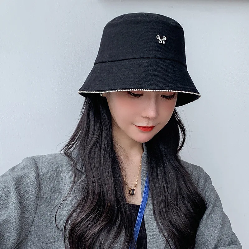 

Spring and autumn new fashion pure cotton rhinestone sunscreen casual fisherman hat breathable sunscreen shade