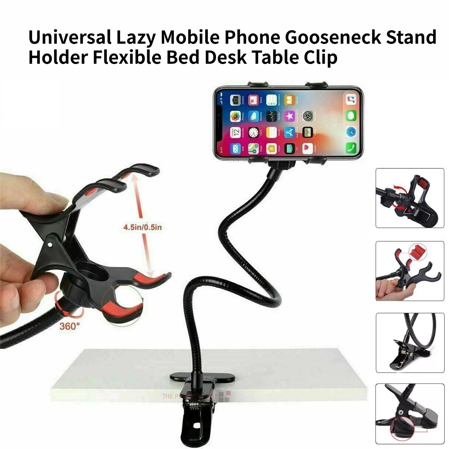 ユニバーサルレイジーモバイルフォングースネックスタンドホルダー柔軟なベッドデスクテーブルクリップ 1