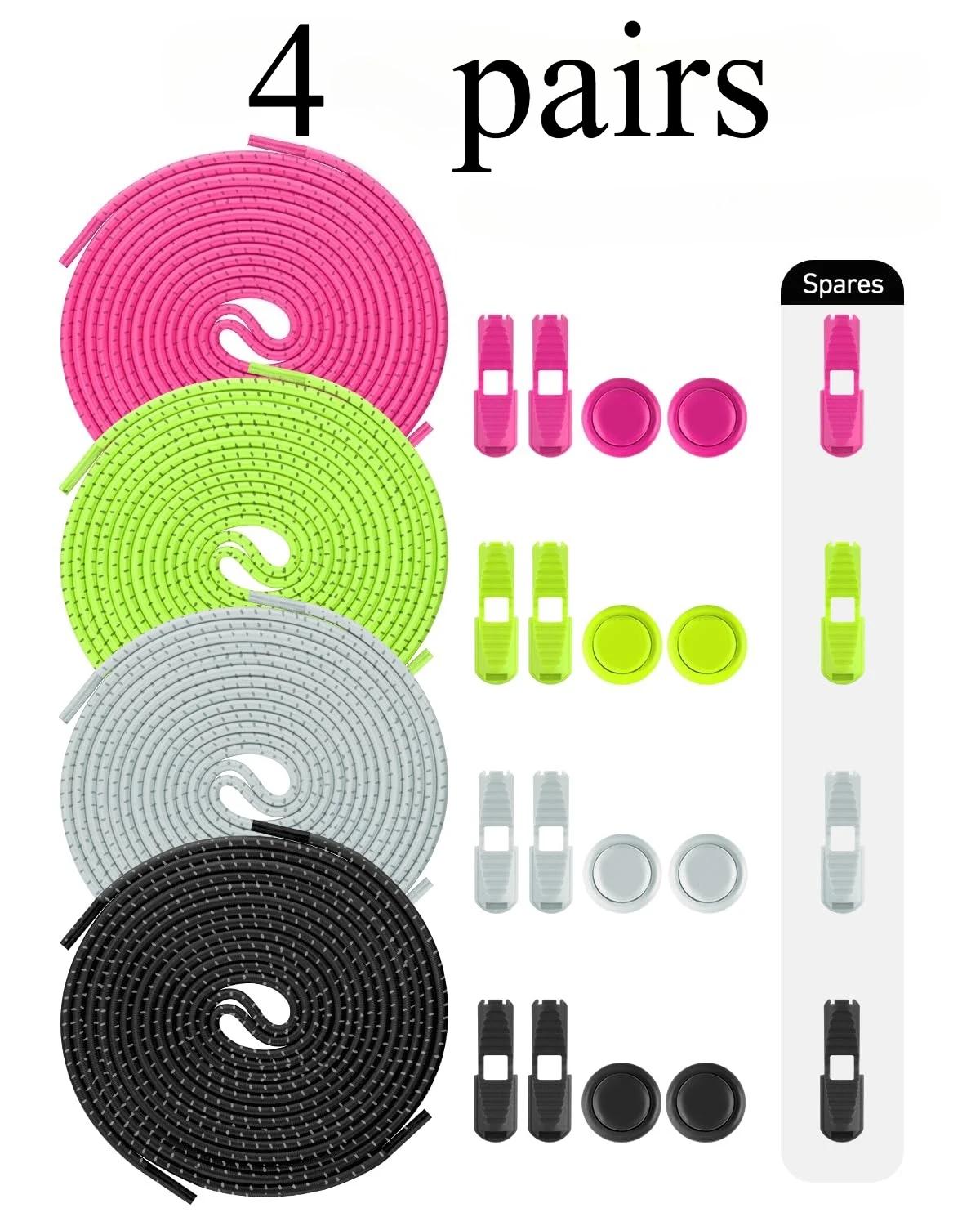 

4 пары 22-цветных эластичных шнурков с круглым замком без завязок, шнурки для обуви для детей и взрослых, быстрые ленивые шнурки, резиновые кроссовки, шнурки