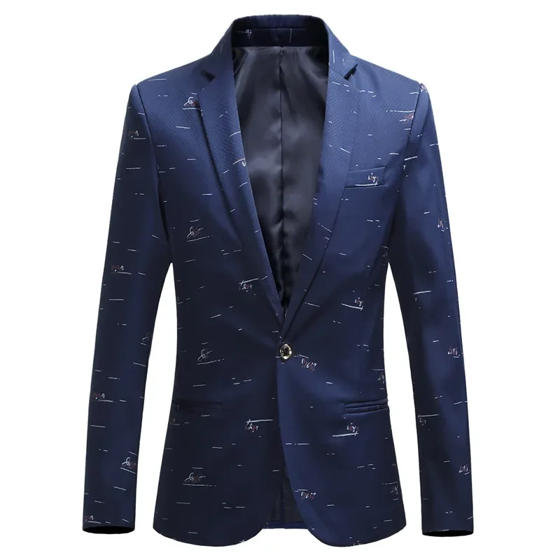 Autumn Men\'s Fashion Print Party Fashion Wedding Suit Jacket / Male Slim Fit Flower High Quality Large Size 6XL Blazer Coat