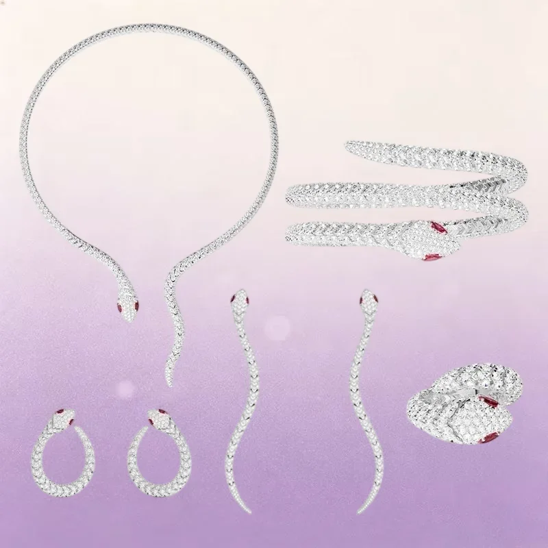 ZPFF S925 Sterling Silver Hollow Mesh Snake Shape Ring Earrings Bracelet Necklace Women Classic Luxury Fashion New Jewelry Gift