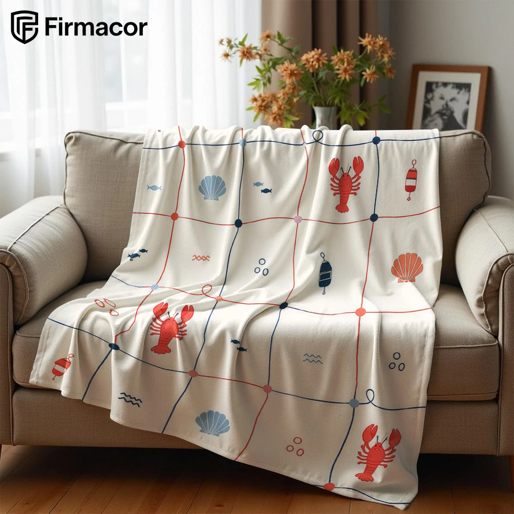 Lobster Fishing Net Ultra Soft Sherpa Fleece Blanket Fluffy Warm Halloween Cozy Throw for Sofa Couch Bedroom Gift All season