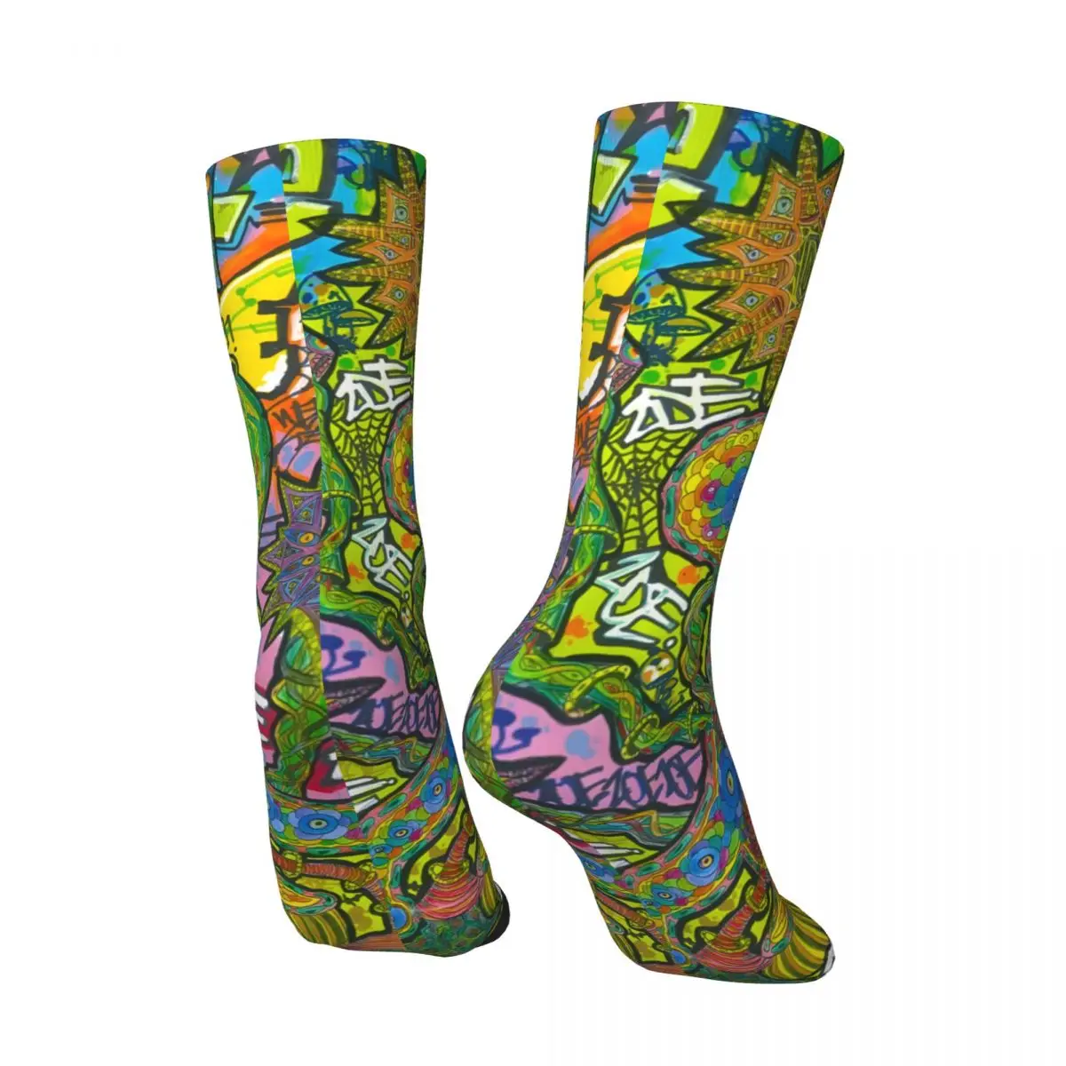 Vintage Graffiti Alien Men's compression Socks Unisex Harajuku Pattern Printed Novelty Crew Sock