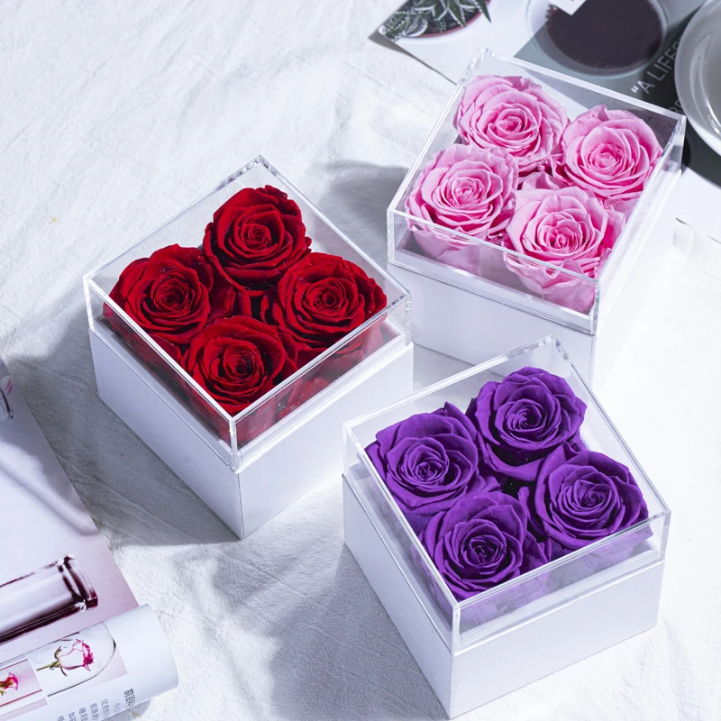 Natural preserved rose and plant eternal flower gift box, wedding party gift, home decoration, DIY customization