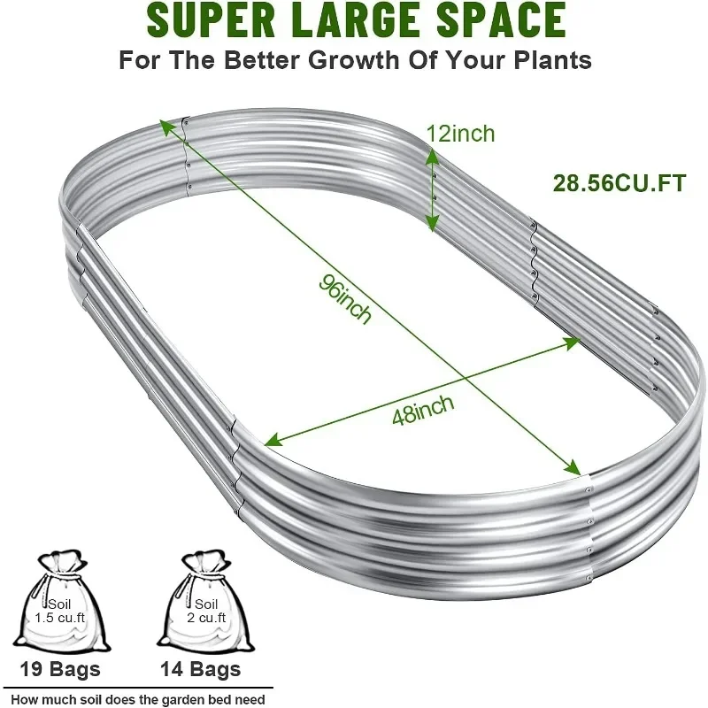 

New Products Hot Raised Garden Bed Kit, Oval Large Metal for Vegetables Galvanized Planter Garden Boxes