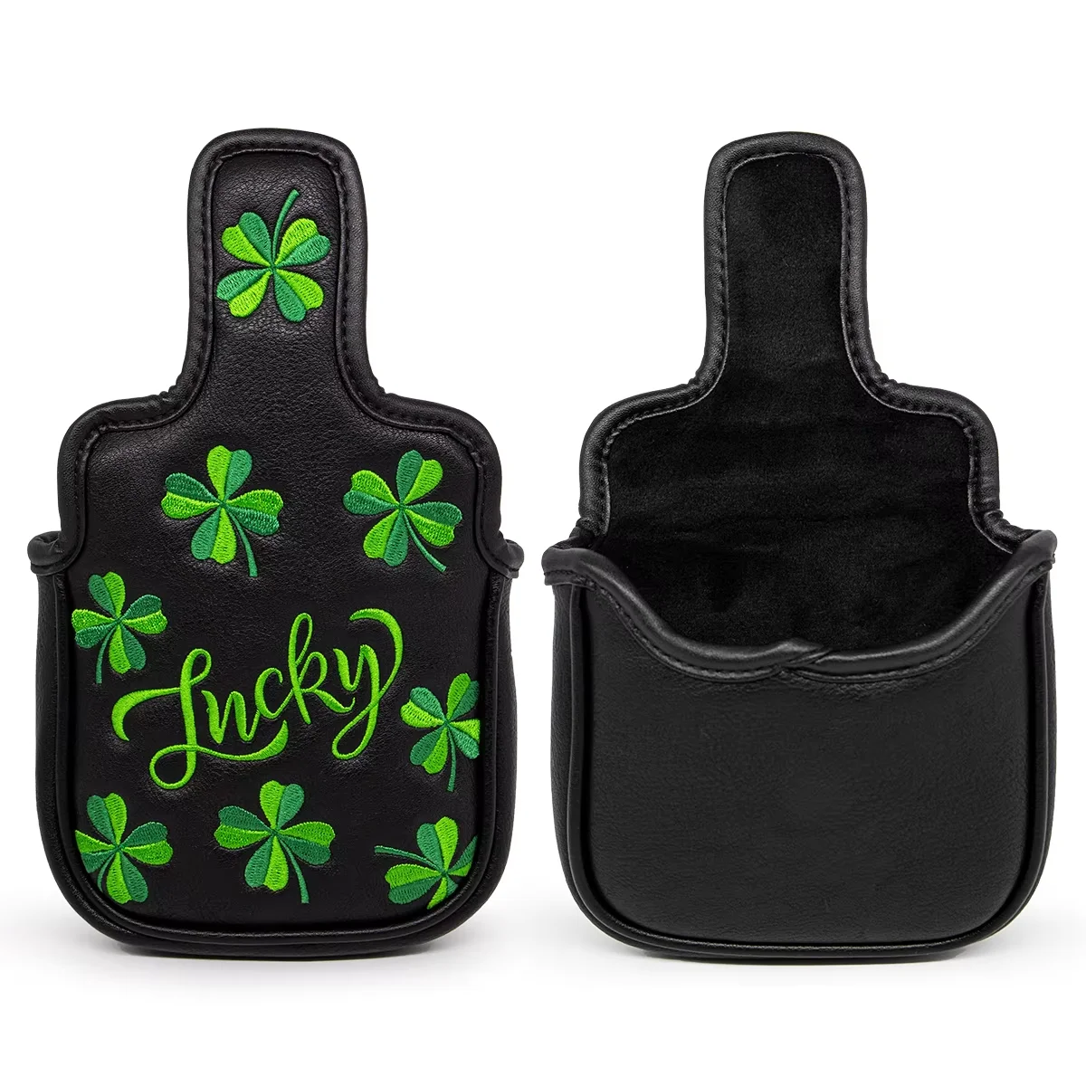 

Golf Headcover with Square Heel Shaft, Mallet Putter Cover, Lucky Clover, Magnetic Closure, Premium Leather Headcovers