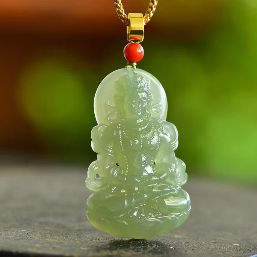 Hetian Jade Qinghai Material Tara Guanyin Pendant SN0006