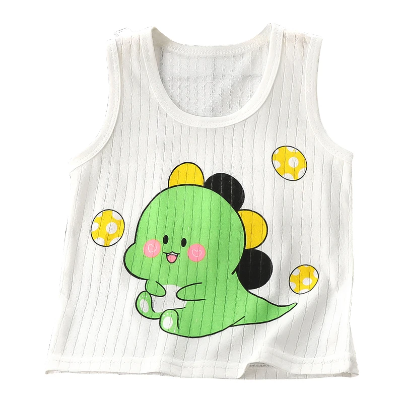 Fashion Kids Animal Sleeveless T-shirt 2024 Summer Children Tank Cute Vest Tops Baby Kids Cool Tees 0-5Years Old Summer Clothes