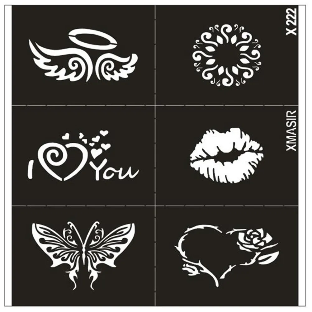 

2Sheets HollowTemplatesforGlitterAirbrushTattoos DragonStencil EcoFriendly PreciselyCut Designs H BackLeg Breast