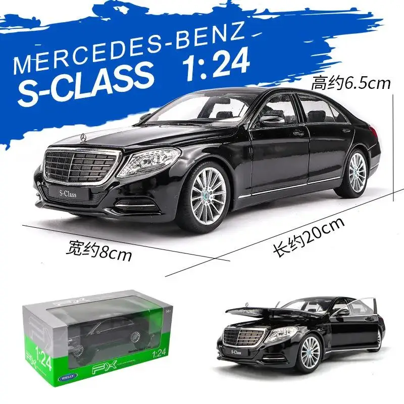 WELLY 1:24 Mercedes Benz S-Class Classical Diecast Car Metal Alloy Model Car Toys for Children Toy Gift Collection B47