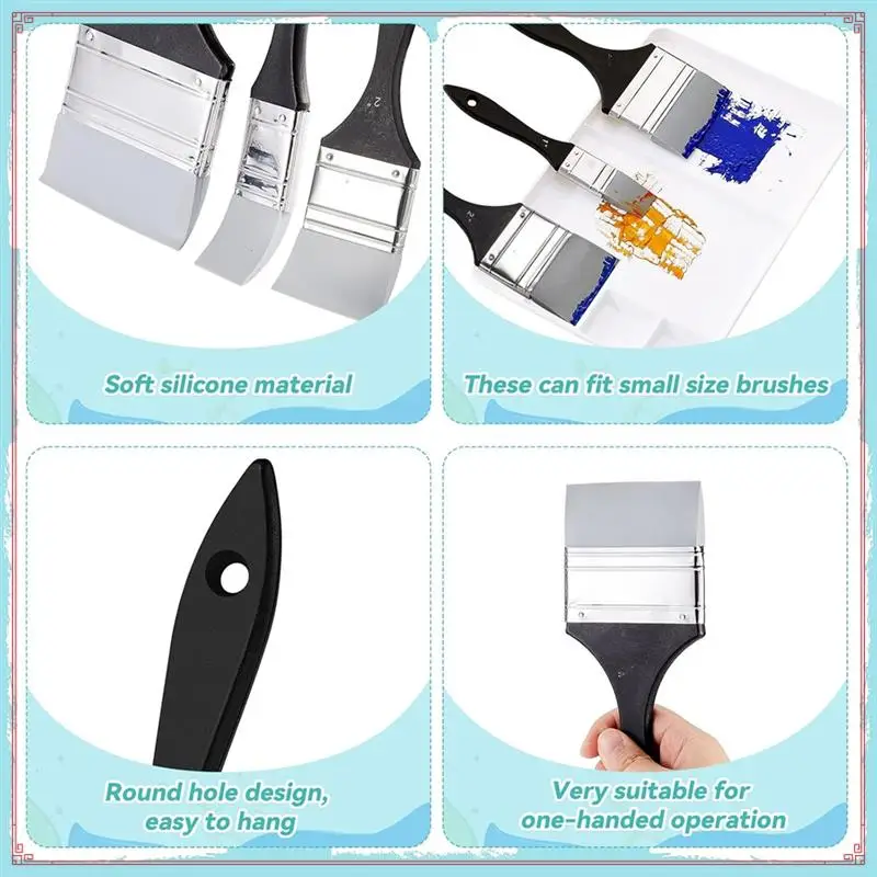 

Набор силиконовых кистей из 5 шт., инструмент для рисования плоской формы для акриловых красок на водной основе, гуашь (1 дюйм, 1,5 дюйма, 2 дюйма, 2,5 дюйма, 3 дюйма)