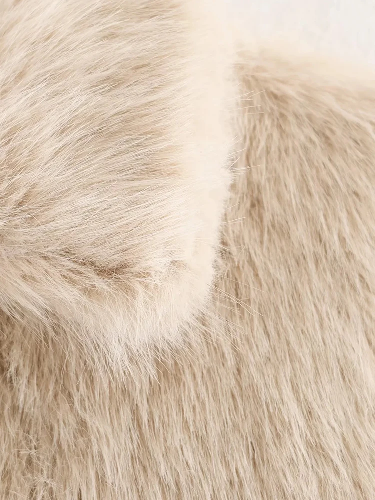 المرأة الجديدة الفراء الاصطناعي جاكيت زيبرا كم طويل بسيط التلبيب الياقة المرأة سترة قصيرة معاطف الموضة النسائية