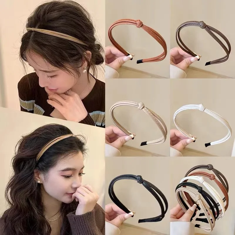 Simplicity Leather Narrow Edge Headband for Women Elegant Simple Face Wash Headband Fashion Girls Hair Band Hair Accessories