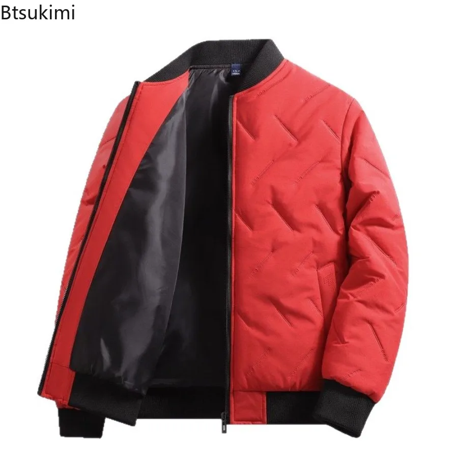 2025 Men's Autumn Winter Fashion Solid Color Thick Warm Cotton-Padded Jacket Coats Casual Loose Comfortable Coats Male  M-5XL