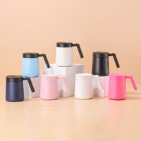 Household Solid Color Insulated Coffee Mug Simple 500ml Water Bottle Leakproof Non-slip Handle Mug Car