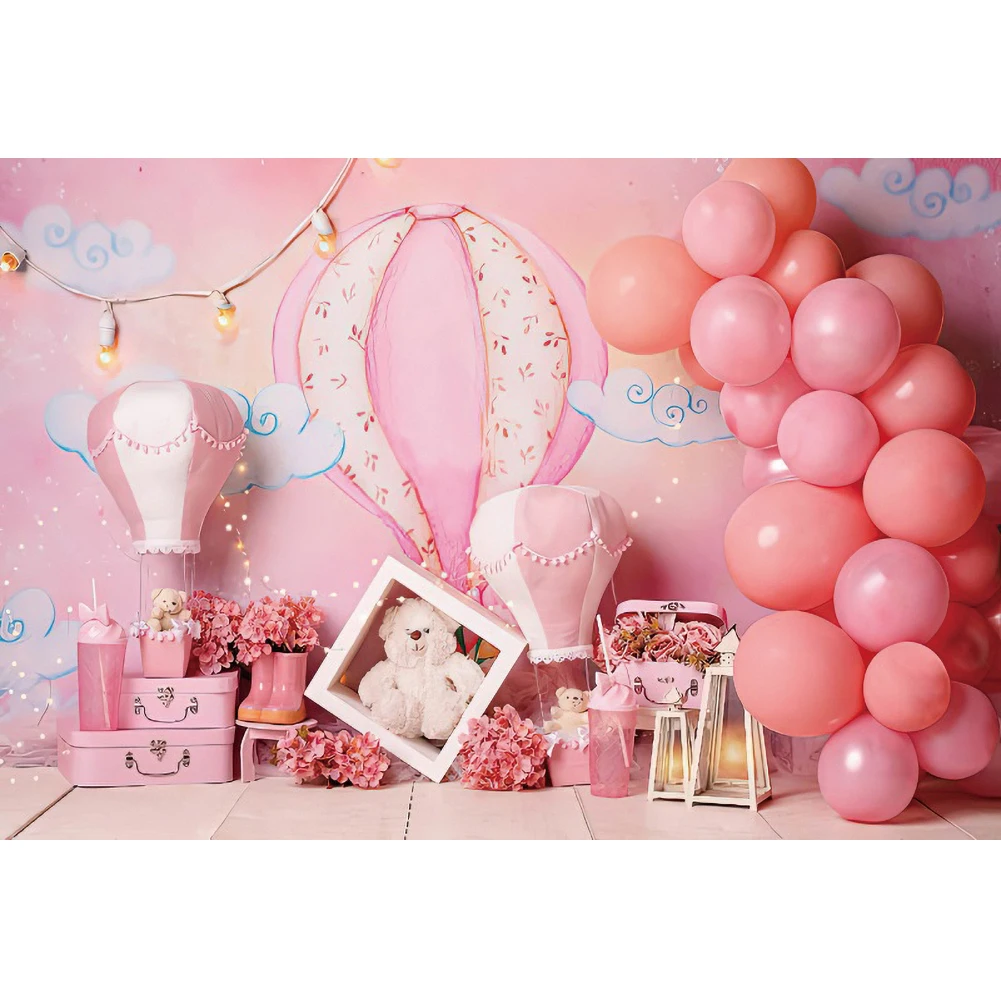 Yeele Bé Gái Sinh Nhật Photocall Hồng Khí Cầu Khí Nóng Gấu Chụp Ảnh Phông Nền Chụp Ảnh Nền Cho Studio Ảnh