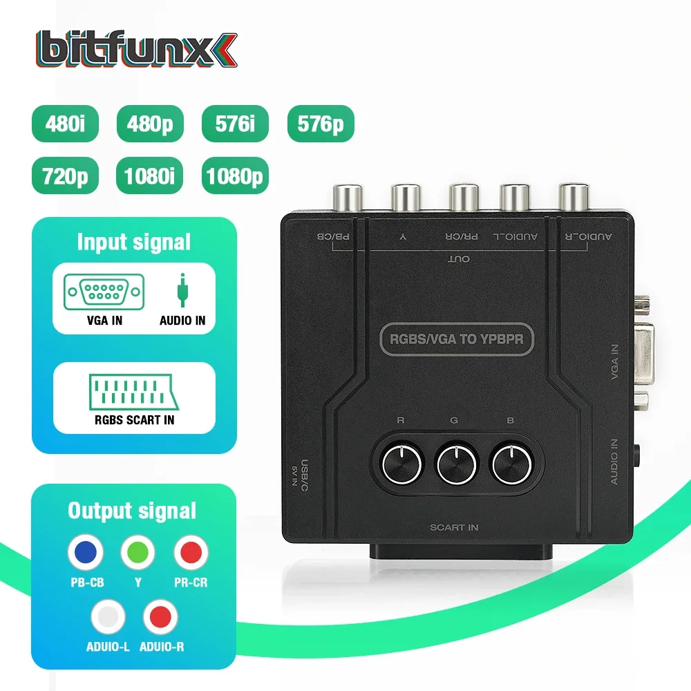 RGBS VGA SCART TO YPBPR Color Difference Component Converter