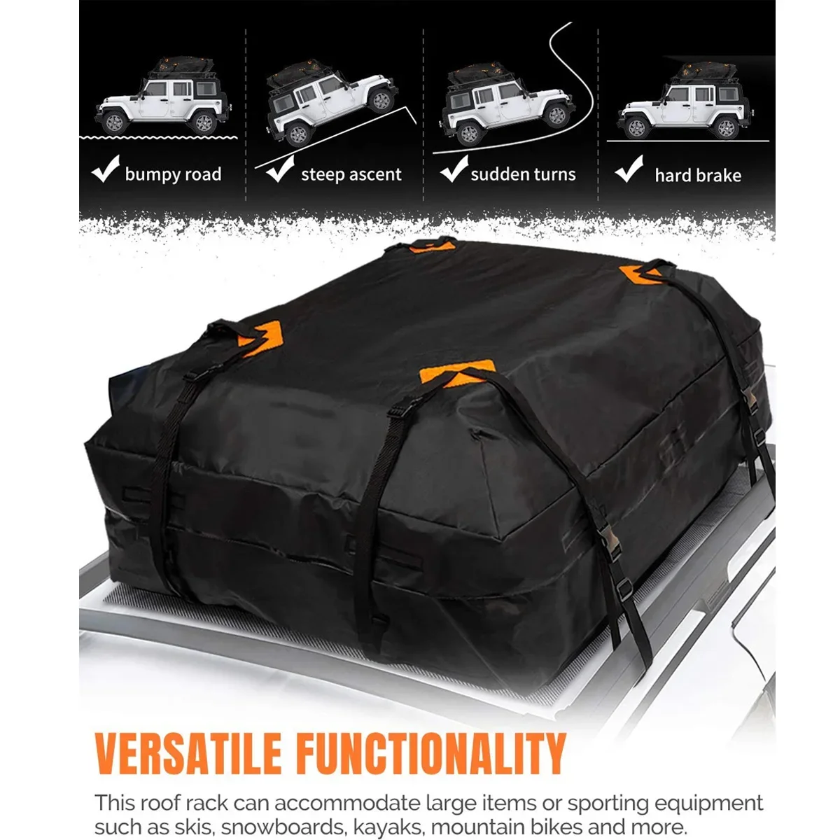 120x90x44cm Large Waterproof Car Cargo Roof Bag Rooftop Luggage Carrier Black Storage Cube Bag Travel SUV Van For Cars