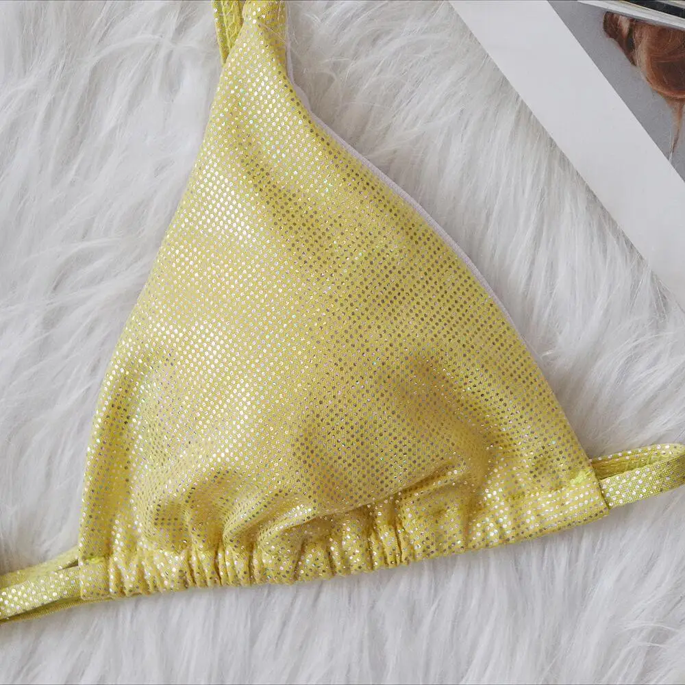 Crystal Rhinestones Bikinis Glitter Diamond Gems Shinny Sequin Thong Swimwear Women Bikini Set Beach Brazilian Bathing Suit