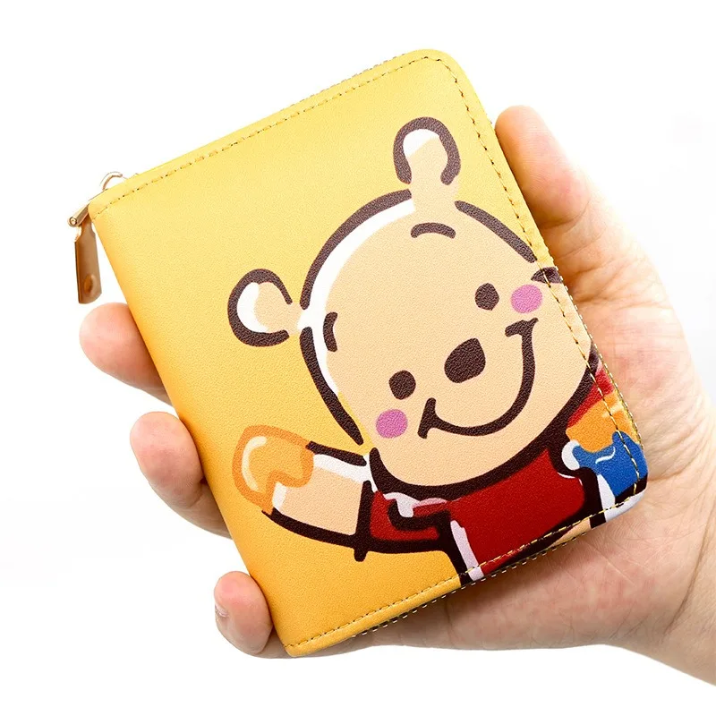 Disney Winnie The Pooh portamonete Cartoon Animals Mini PU portafogli per ragazzi ragazze studenti borsa per carte con cerniera regali per bambini