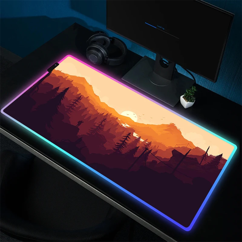 Firewatch Bos Muismat Rgb Antislip Muismat Gamer Hd Print Computer Toetsenbord Mat Led Rubber Muismat Vergrendeling Rand Tapijt