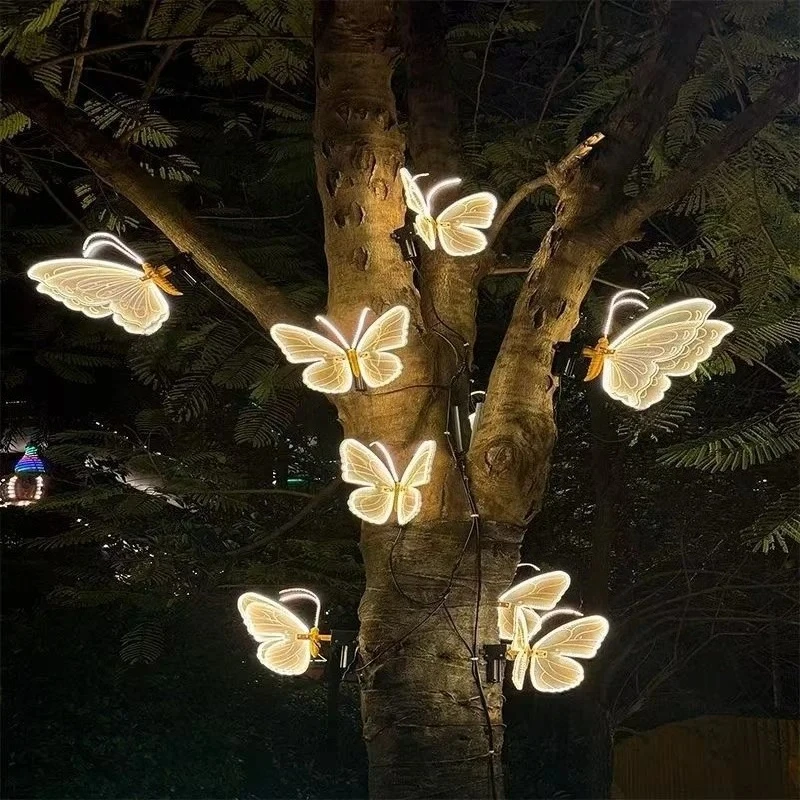 

40cm 12V LED Outdoor Simulation Dynamic Static Butterfly Lights Holiday Party Decorations Butterflies Dynamic Insect Lights