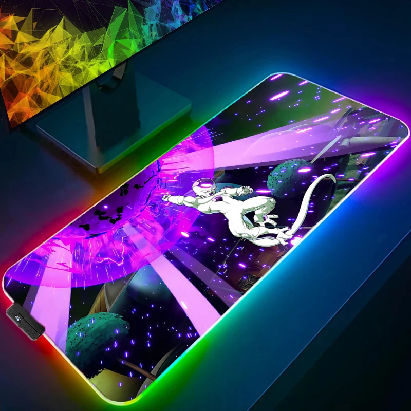 Dragon Ball Frieza RGB Mouse Pad Anime Carpe Large PC Gamer Computer LED Mausepad Keyboard Gaming Accessories Backlight Desk Mat